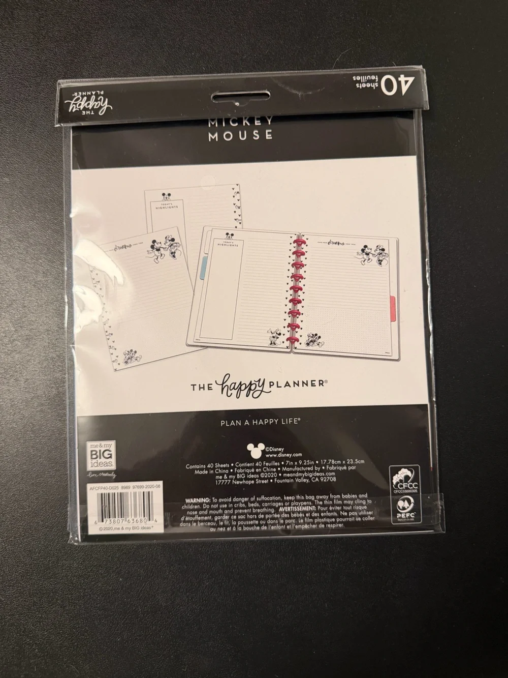 The Happy Planner Disney Mickey Mouse Black & White Lined/Dot Notepad